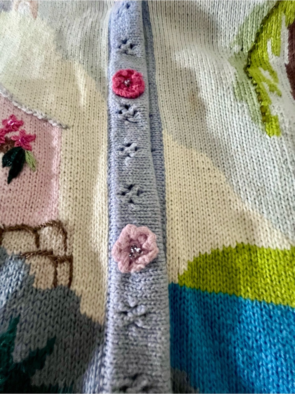 VTG/Y2K/90s Storybook Knits For HSN Beaded | SZ 1X | Rare!! Theme:Vacation Spa🌴 - Picture 6 of 16